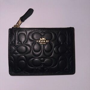 Coach Black Embossed Leather Wristlet